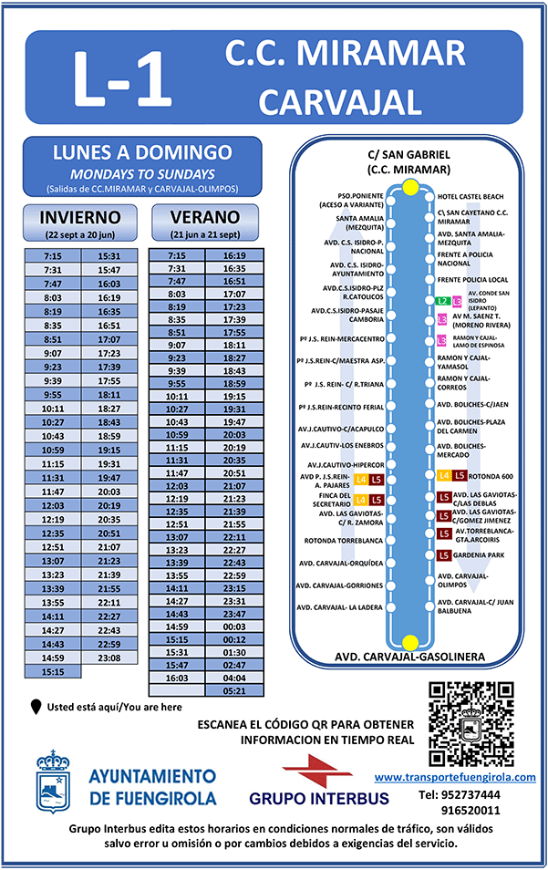 Horarios línea 1