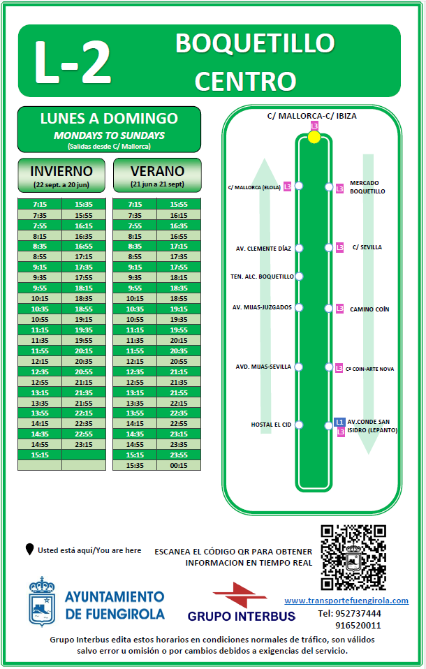 Horarios línea 2