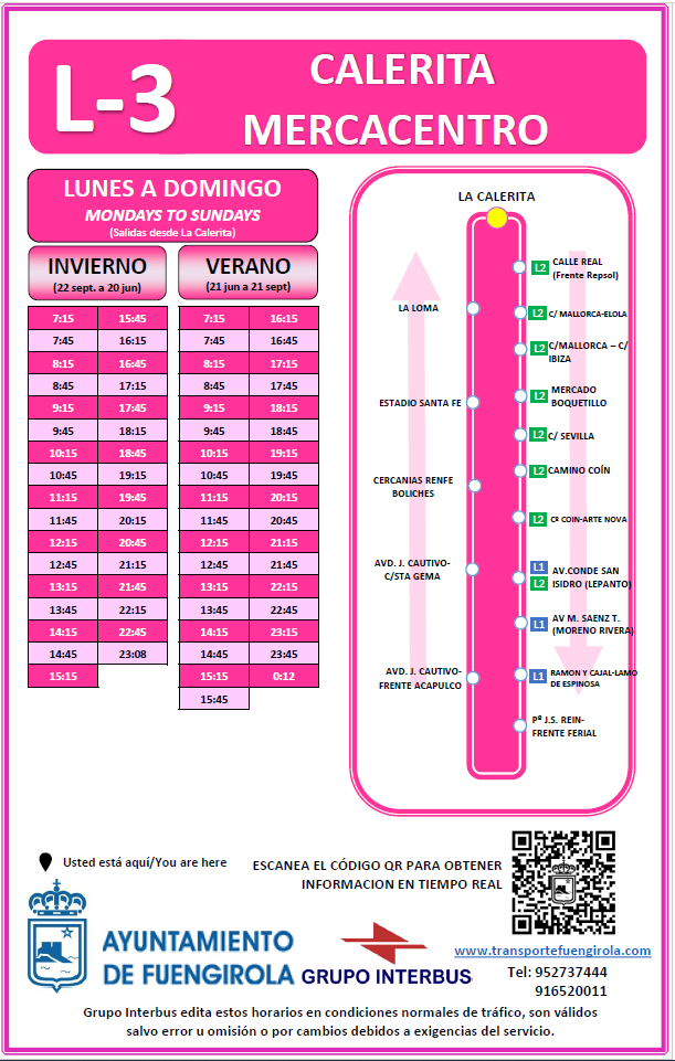 Horarios línea 3